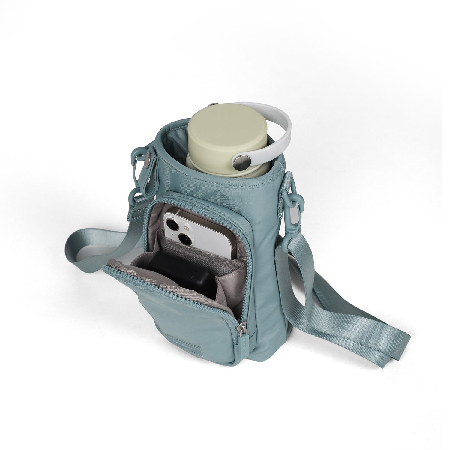 Crossing Water Bottle Crossbody Bag With  Front Pocket 2L - Sage Green