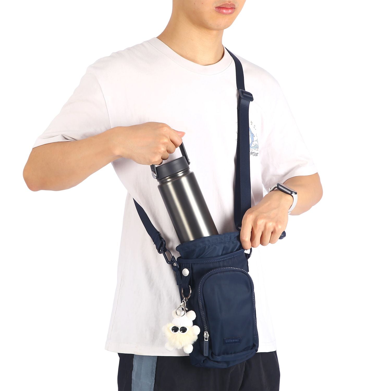 Crossing Water Bottle Crossbody Bag With Front Pocket 2L V2 - Dark Blue