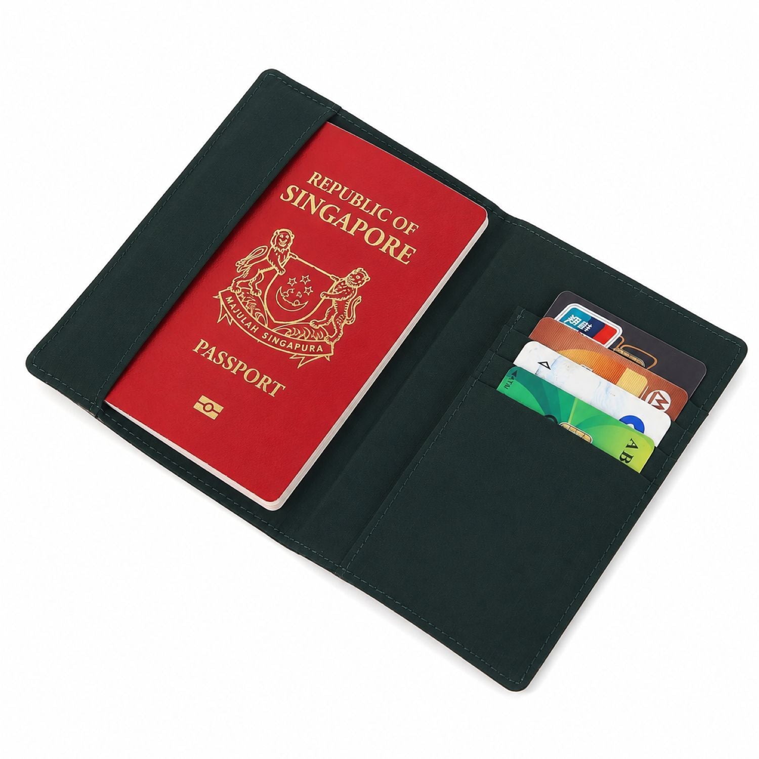 Crossing Waterproof Checked Nylon Passport Cover RFID - Forest Green