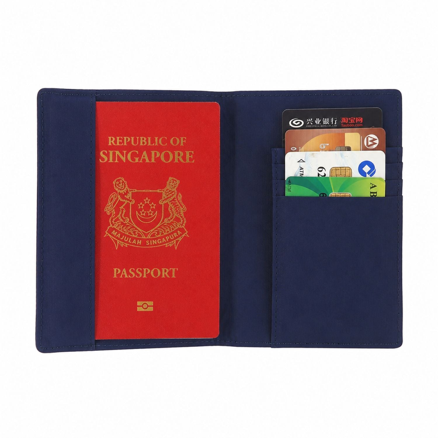 Crossing Waterproof Checked Nylon Passport Cover RFID - Navy