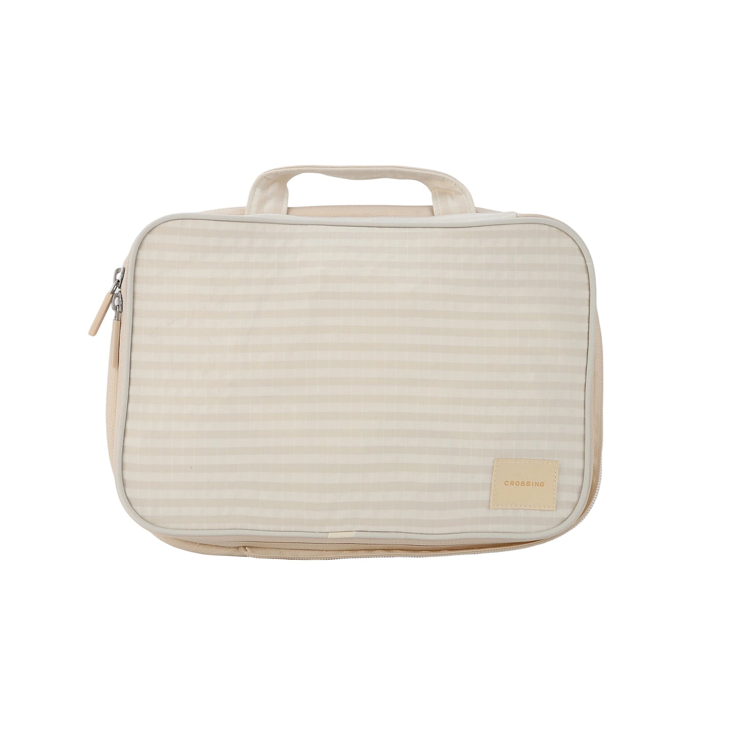 Crossing Waterproof Rayon Checked Compression Packing Cube Set (2-Piece Set) - Beige