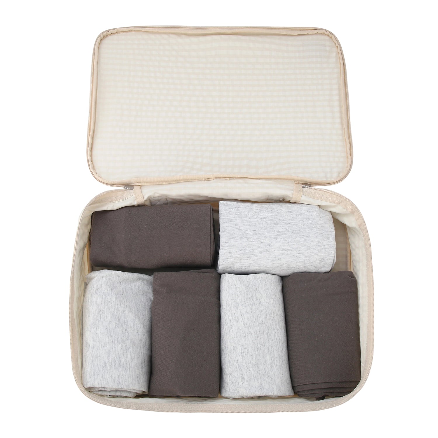 Crossing Waterproof Rayon Checked Packing Cube M - Beige