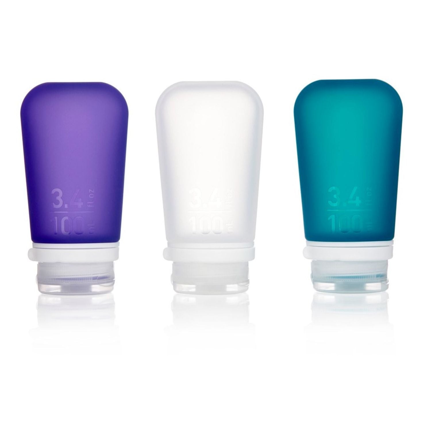Humangear Large Gotoob Travel Bottle  3.4Oz/100Ml (Clear/Purple/Teal)