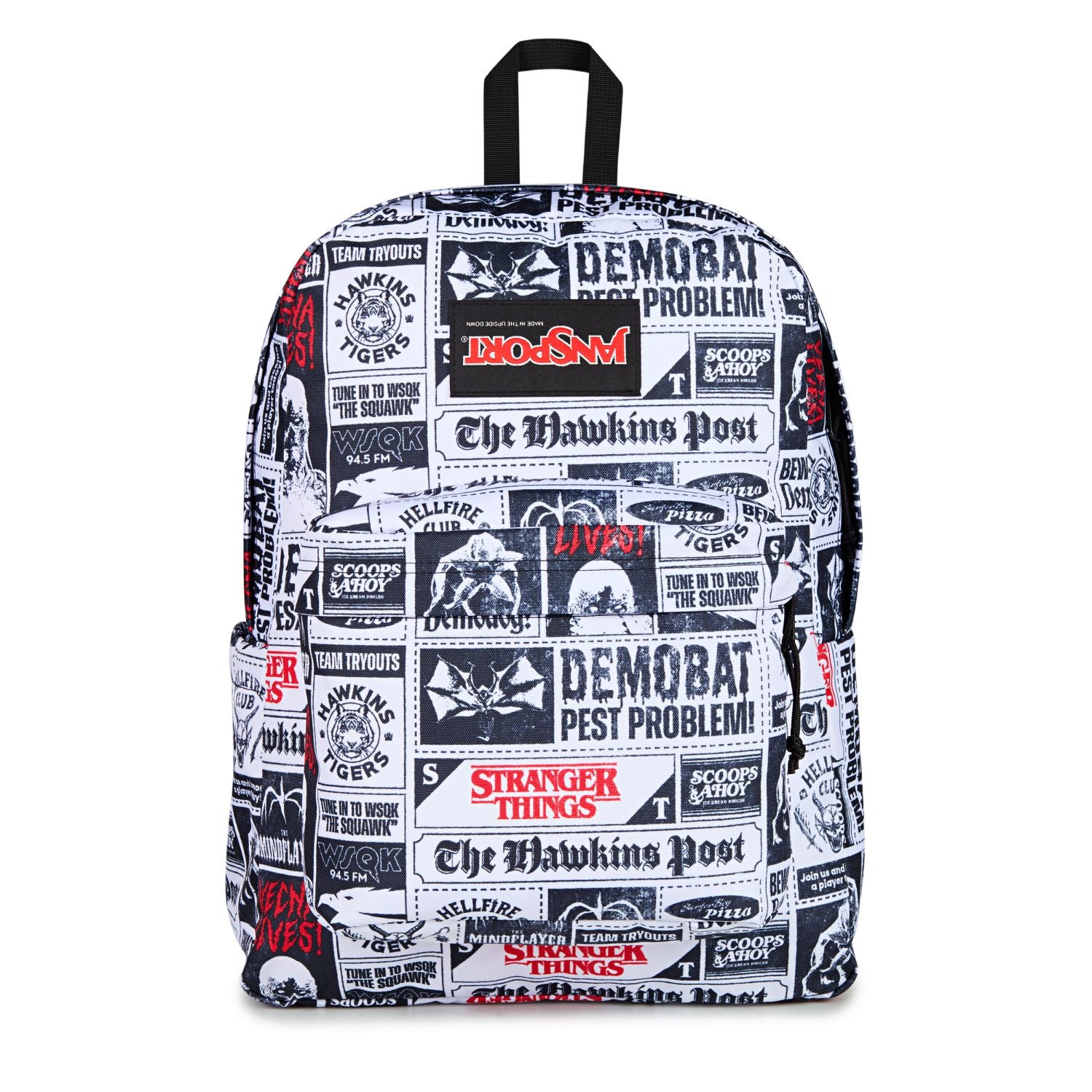 Jansport X Stranger Things Superbreak Plus Backpack - Hawkins Post (White/Black/Red)