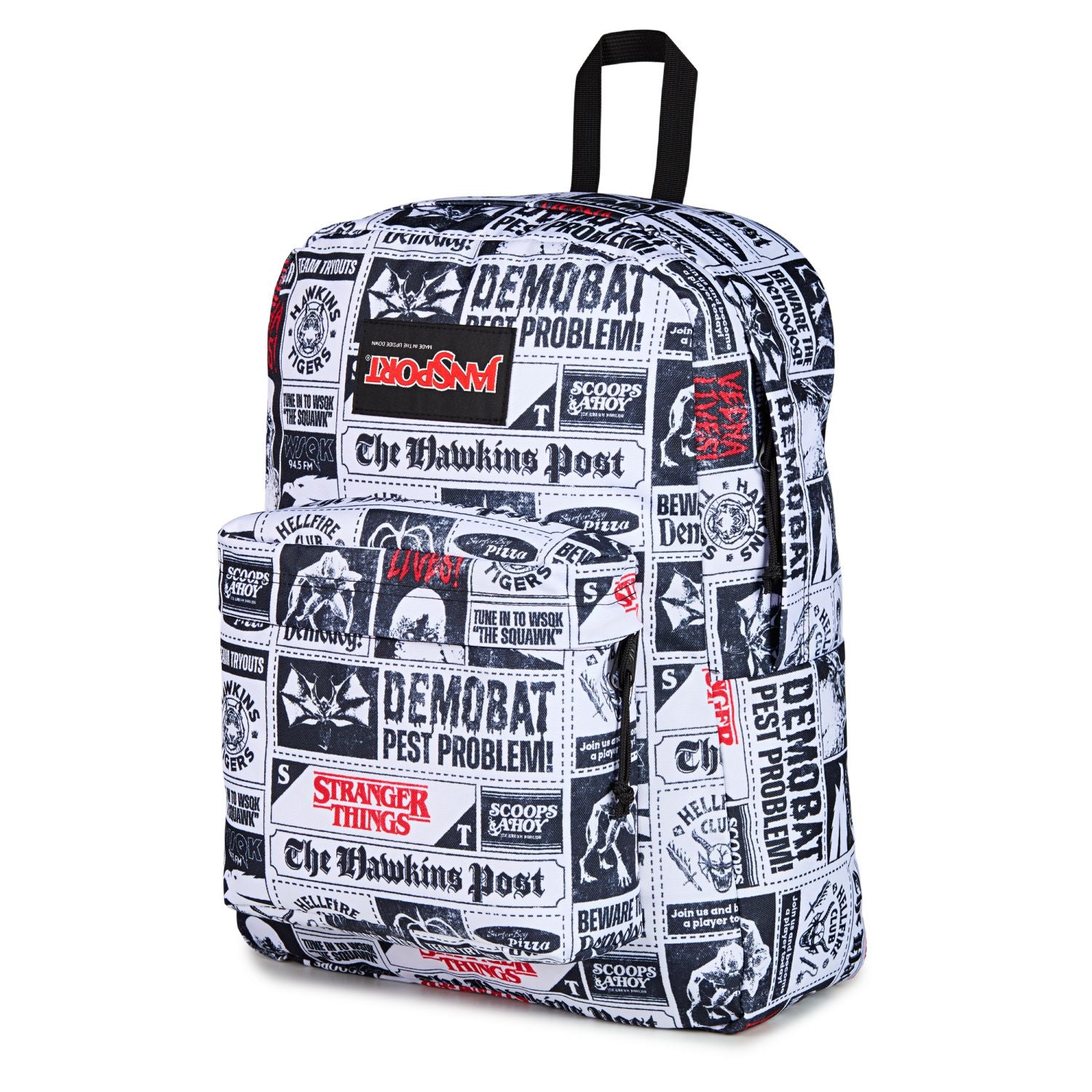 Jansport X Stranger Things Superbreak Plus Backpack - Hawkins Post (White/Black/Red)