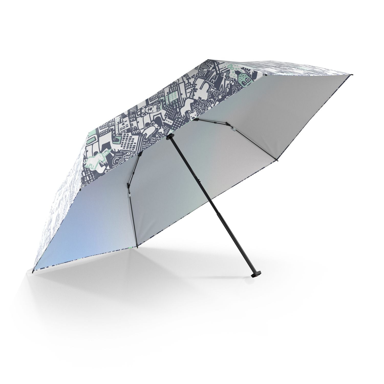 Knirps US.050 Ultralight Slim Manual Umbrella (UV Protection) - Story Sea / Iridisent Inner Coating