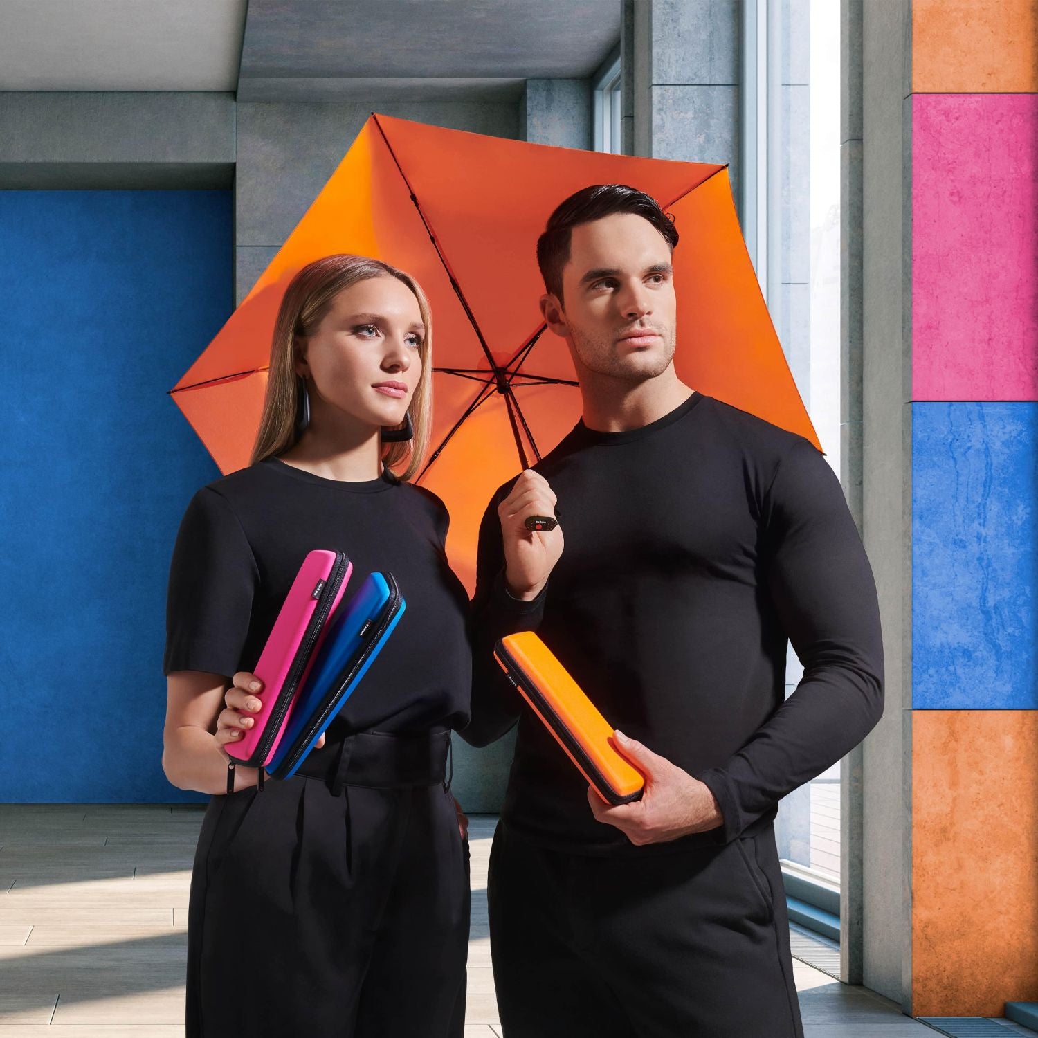 Knirps X4U Ultralight Slim Manual Umbrella With Eva Case - Neon Yellow