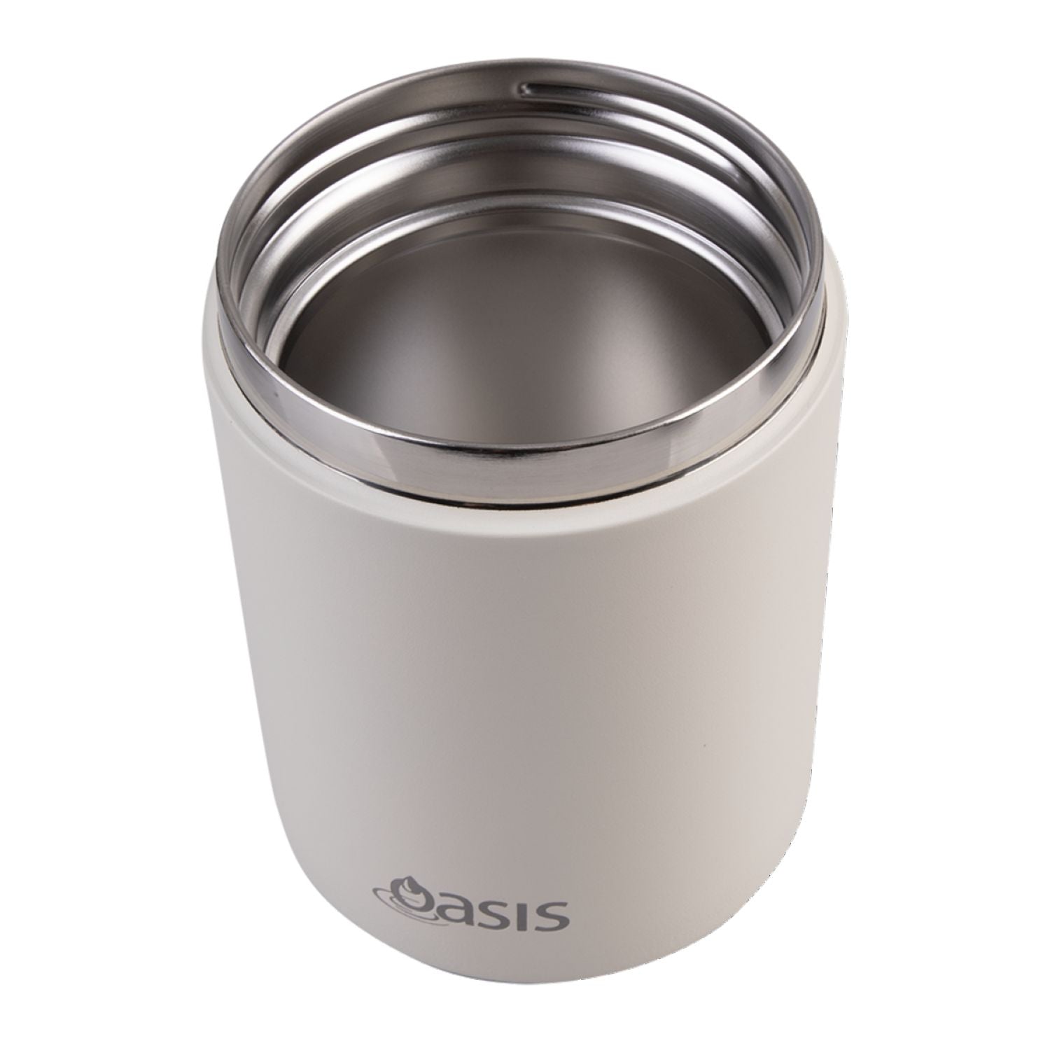 Oasis S/S Insulated Dual Compartment Food Jar W Handle And Spoon 480ML - Alabaster