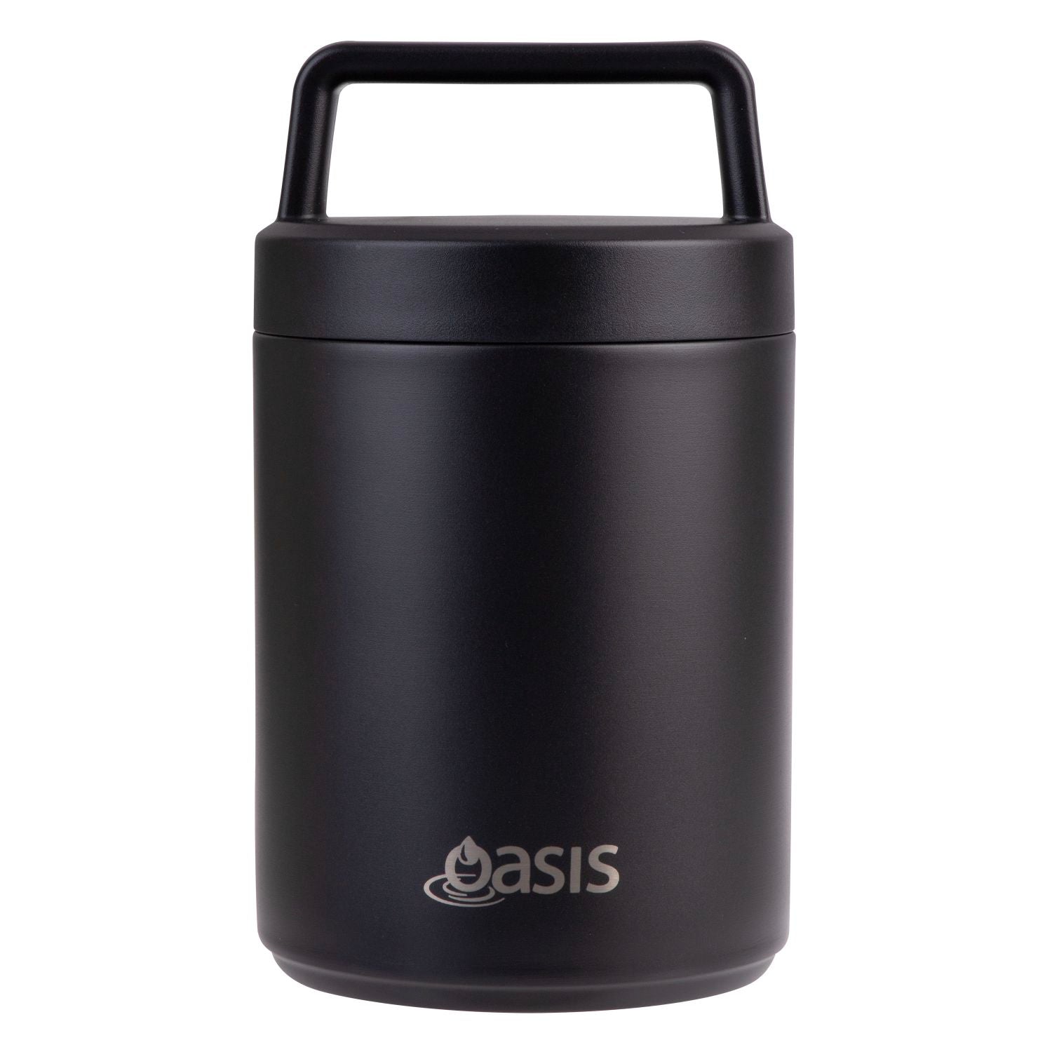 Oasis S/S Insulated Dual Compartment Food Jar W Handle And Spoon 480ML - Black
