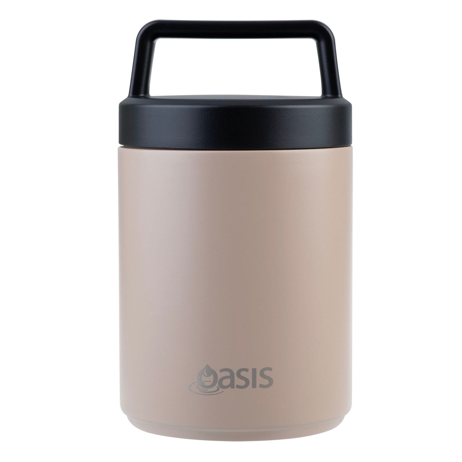 Oasis S/S Insulated Dual Compartment Food Jar W Handle And Spoon 480ML - Latte