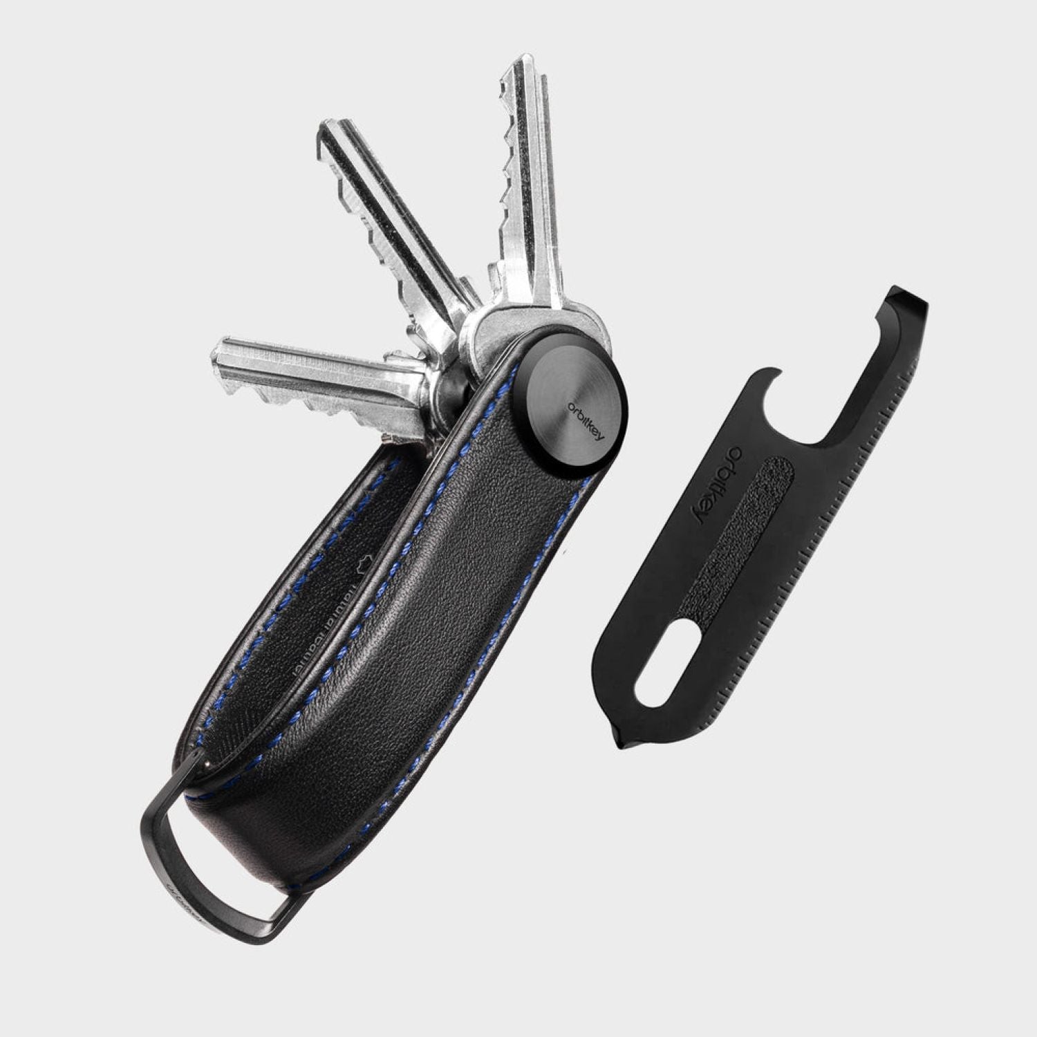 Orbitkey Leather Key Organiser Pro + Multitool V2 (Black/Blue)