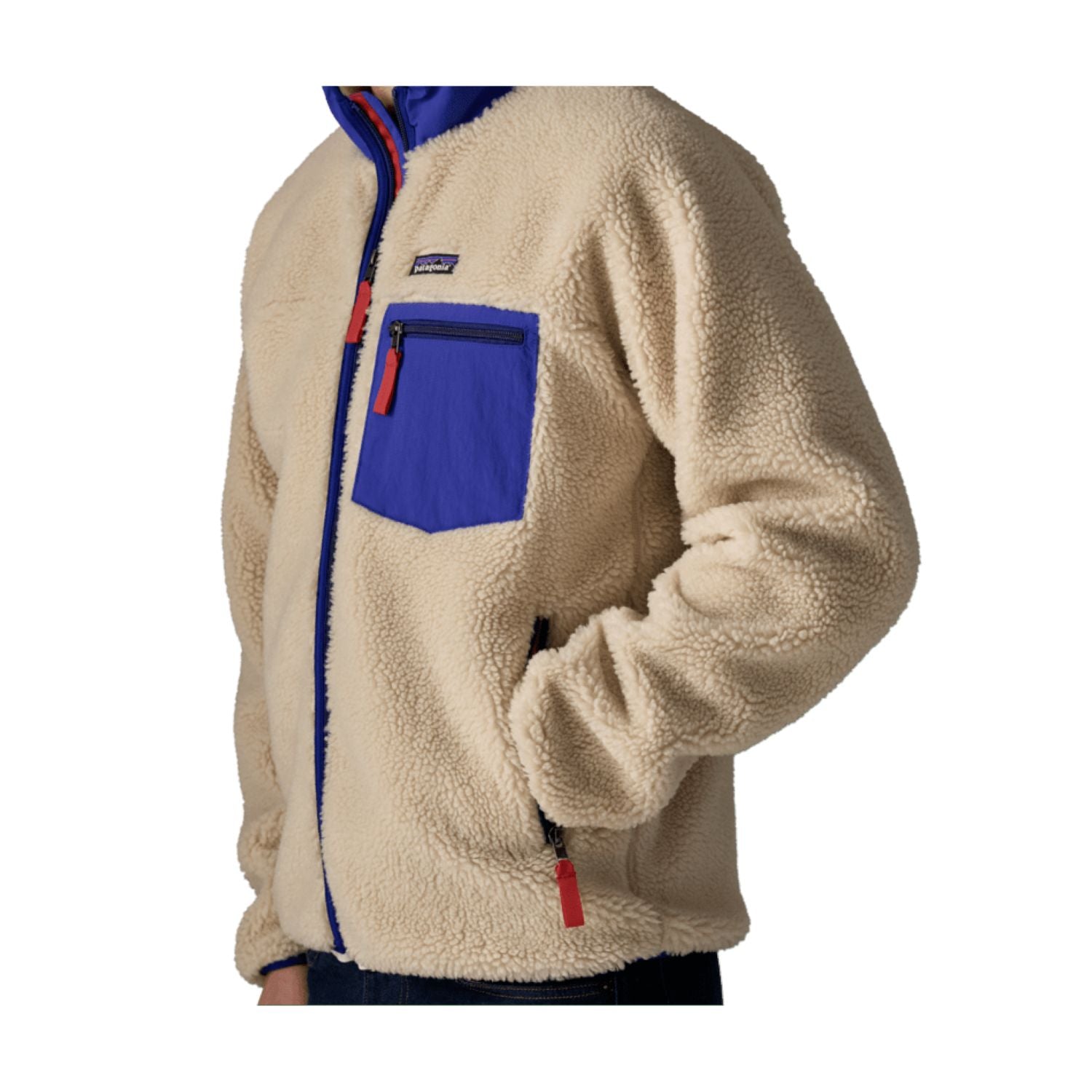Patagonia Men's Classic Retro-X® Fleece Jacket - M (Dark Natural W/Cobalt Blue)