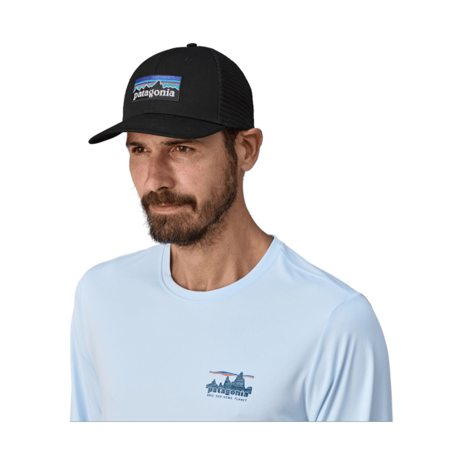 Patagonia P-6 Logo Trucker Hat (Black)