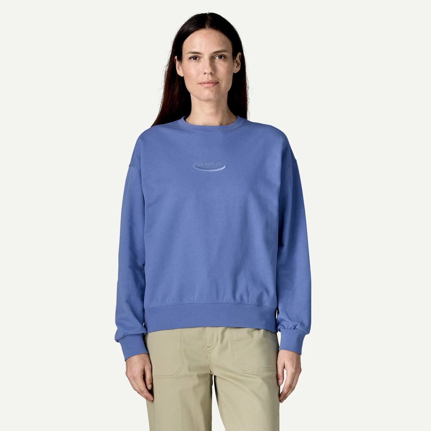 Patagonia Women's '95 Oval Logo Daily Crew (Smolder Blue) - L