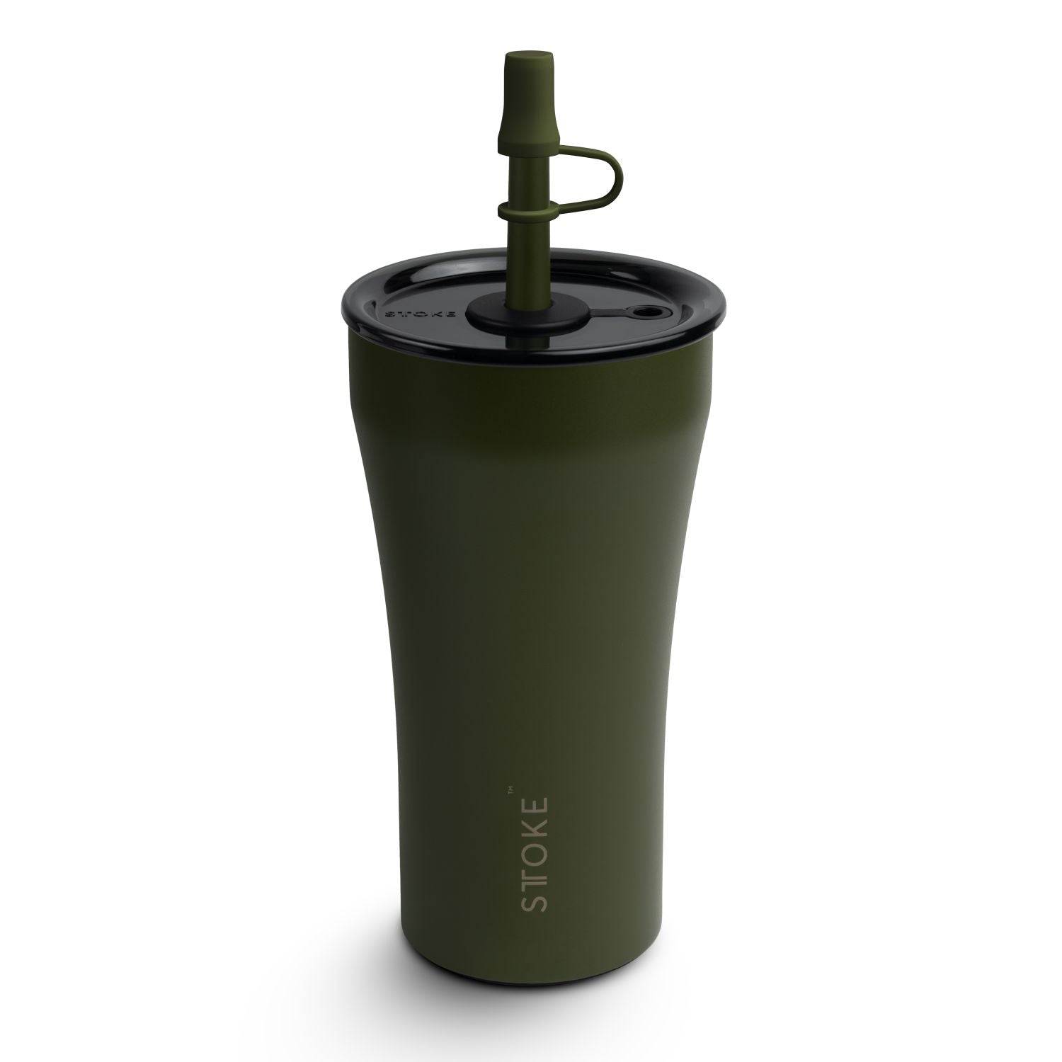 STTOKE Earth Leakproof Ceramic Insulated Cup Powder Coating With Straw 20OZ - Ivy Green