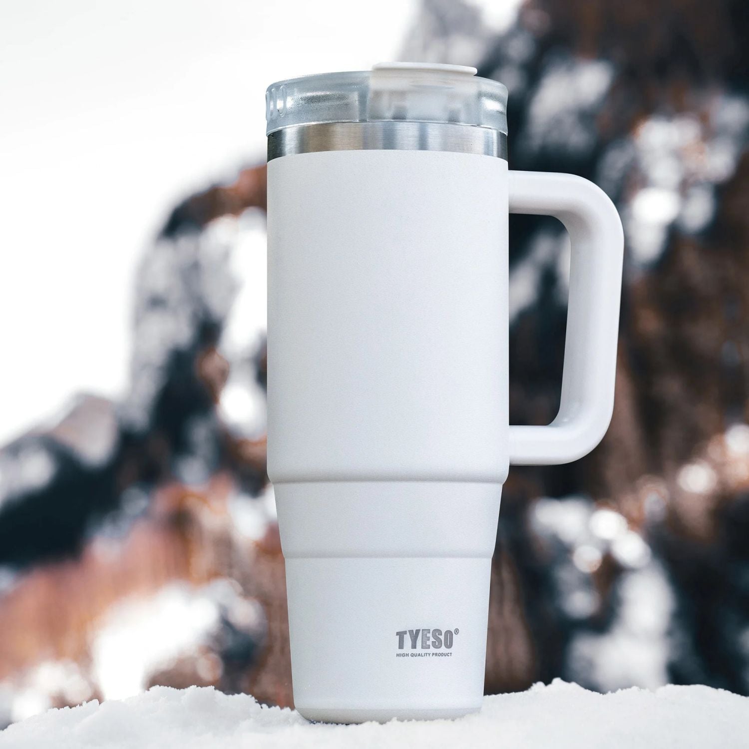 Tyeso Aura Leakproof 2 In 1 Sip & Straw Lid S/S Vacuum Tumbler 900ml - White
