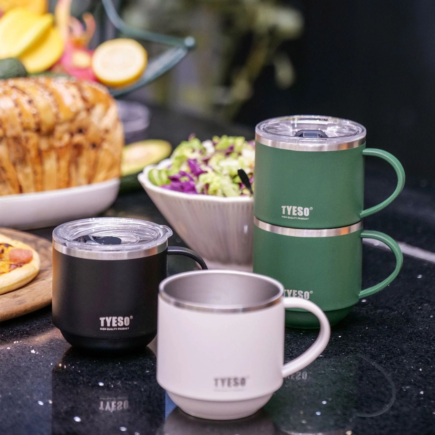 Tyeso Dock Slider Sipper Stackable S/S Vacuum Insulated Table Mug 330ml - Green