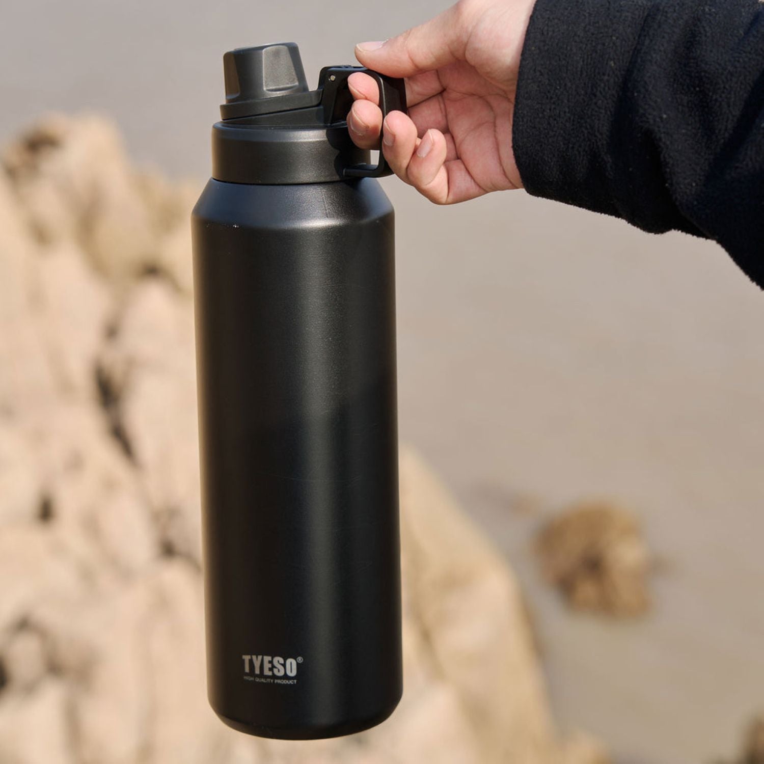 Tyeso Fizz Haze S/S Vacuum Insulated Bottle With Handle 1200ML - Black