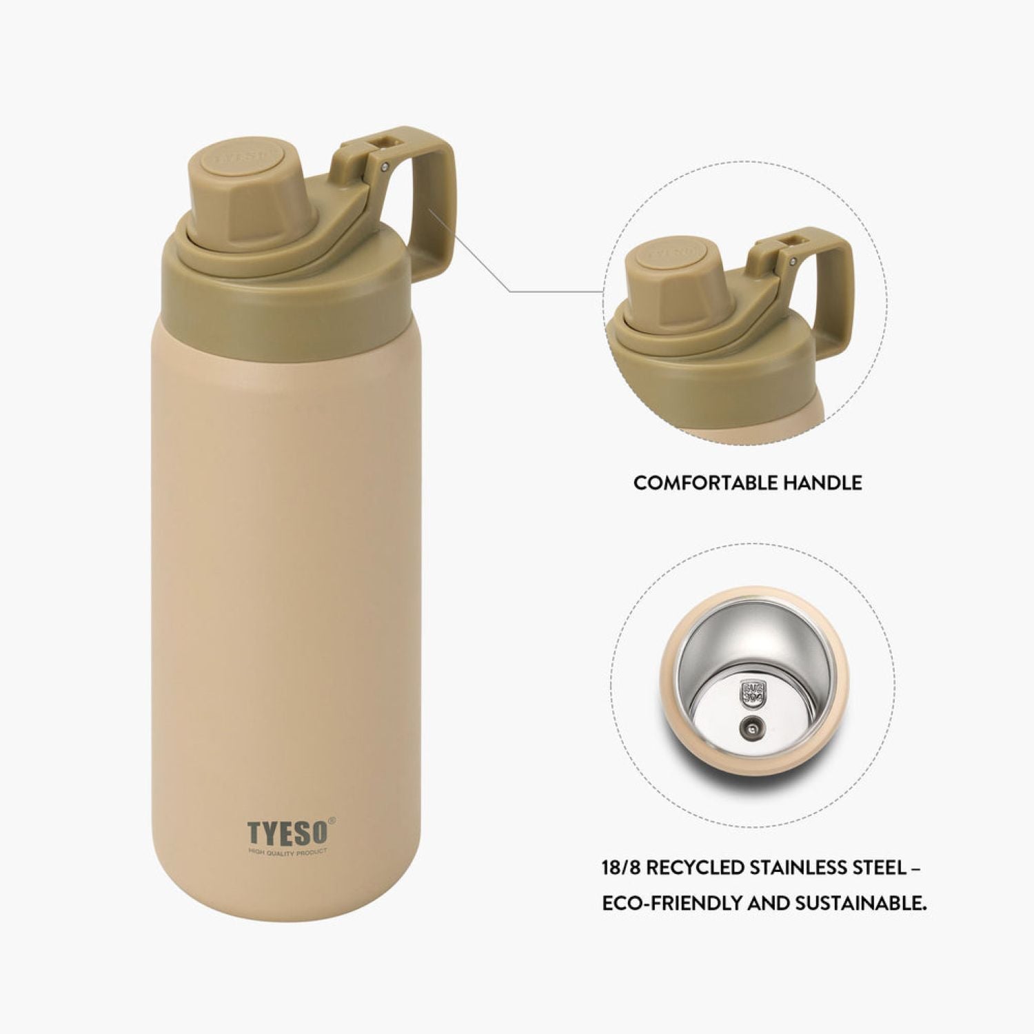 Tyeso Fizz Haze S/S Vacuum Insulated Bottle With Handle 900ML - Mocha