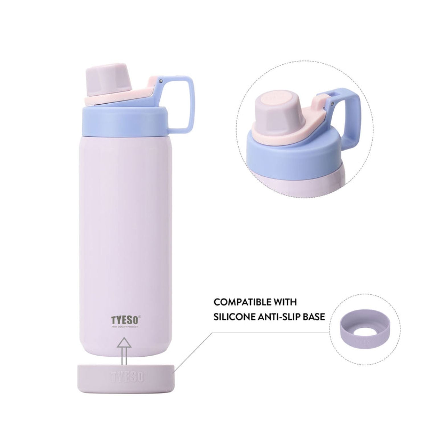 Tyeso Fizz S/S Vacuum Insulated Bottle With Handle 600ML - White
