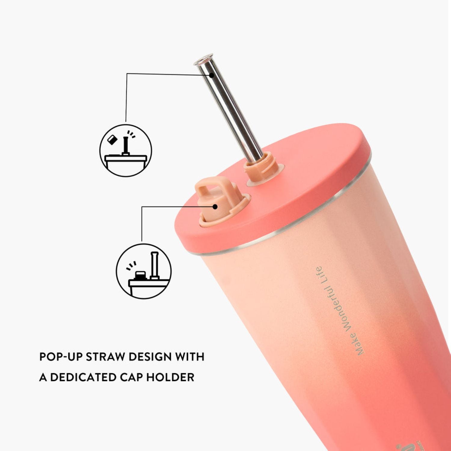 Tyeso Flaire 2.0 Retractable Straw S/S Vacuum Insulated Tumbler 470ML - Yellow