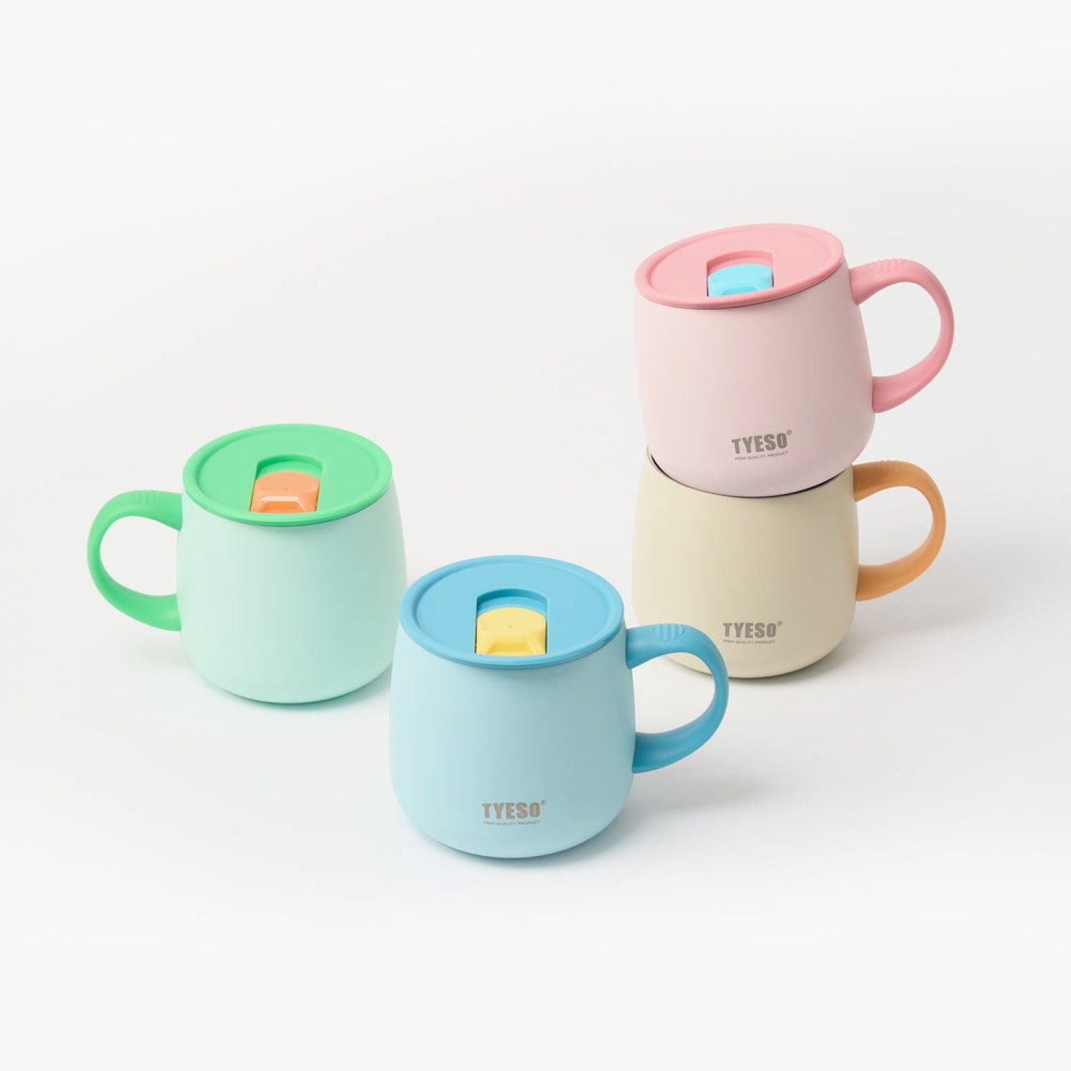 Tyeso Palette Ceramic Slider Lid S/S Vacuum Insulated Table Mug 355ML - Pink