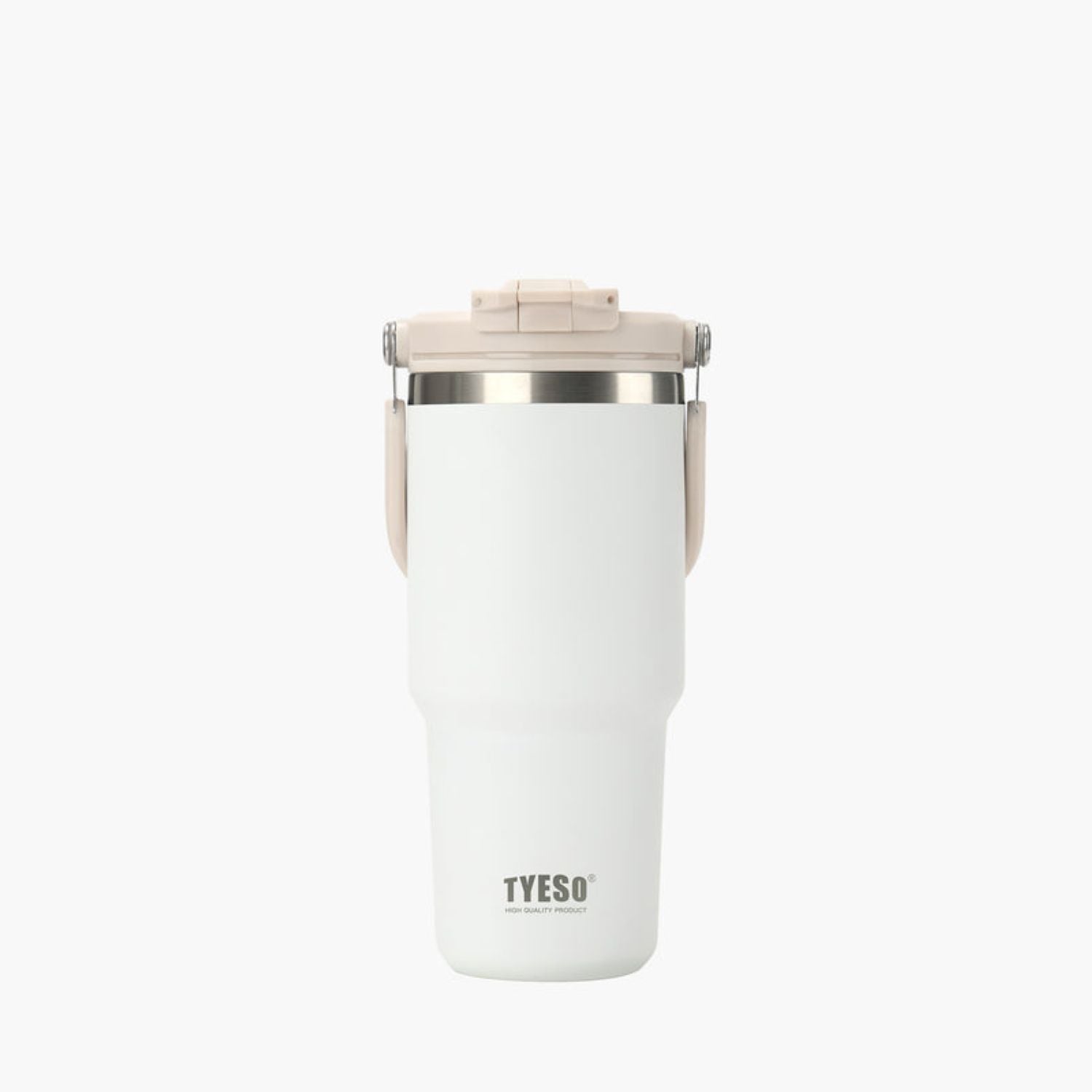 Tyeso Roam 2.0 Leakproof 2 In 1 Sip & Straw Lid S/S Vacuum Insulated Tumbler With Handle 750ML - White