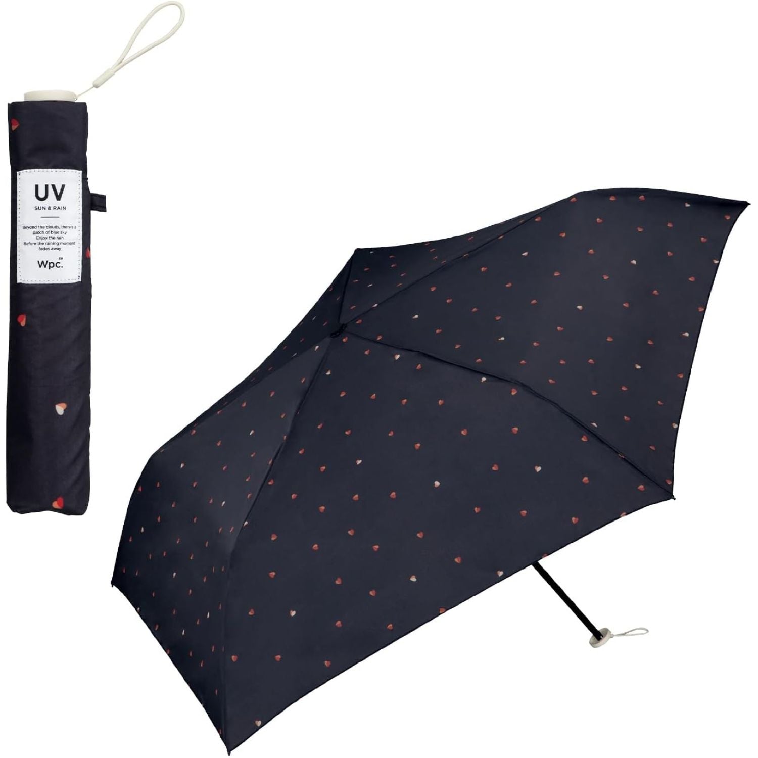 WPC Airlight UV Protection Umbrella 55cm - Bicolor Petit Heart (Black)