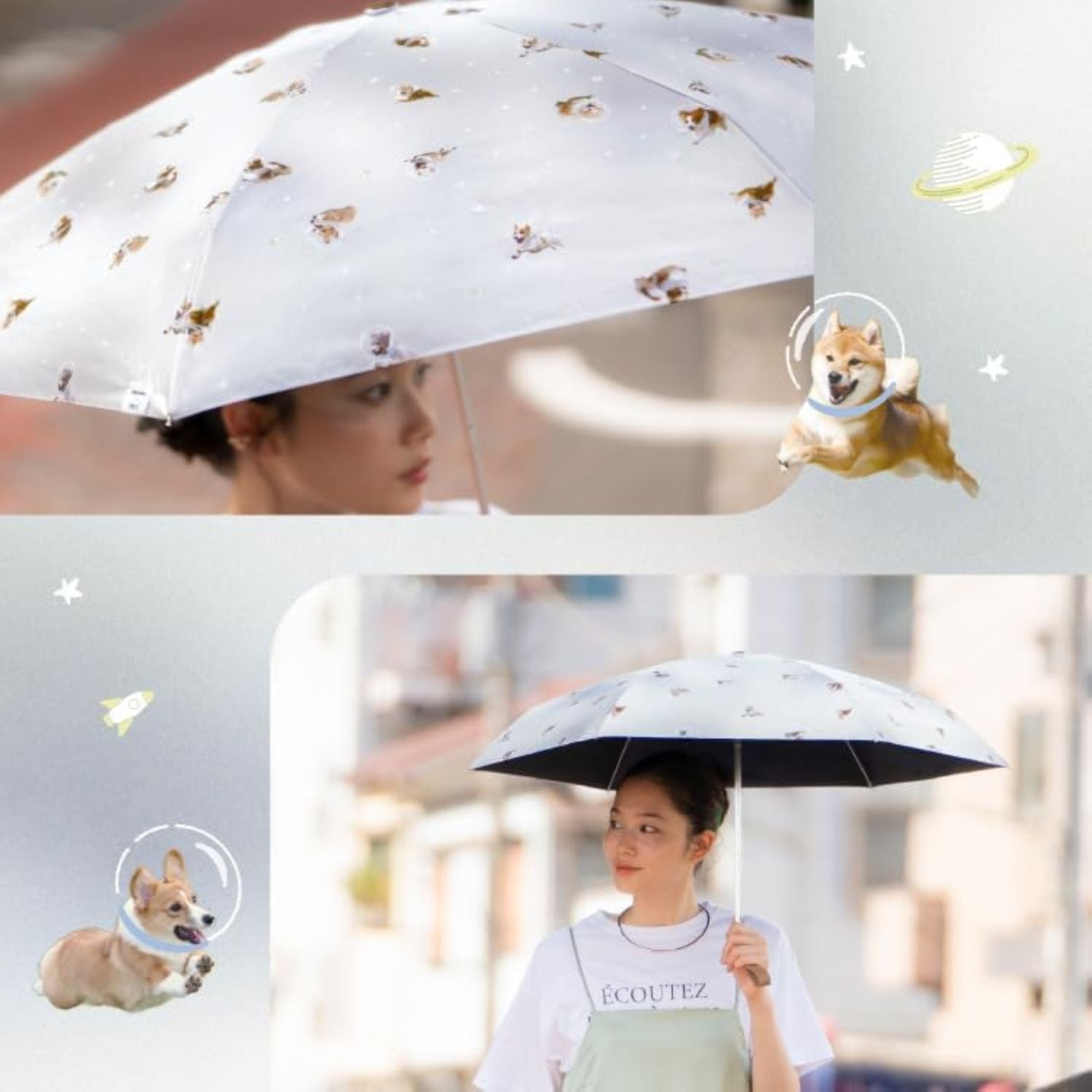 WPC Hikouken UV Protection Upf 50+ Umbrella 49cm (Light Grey)