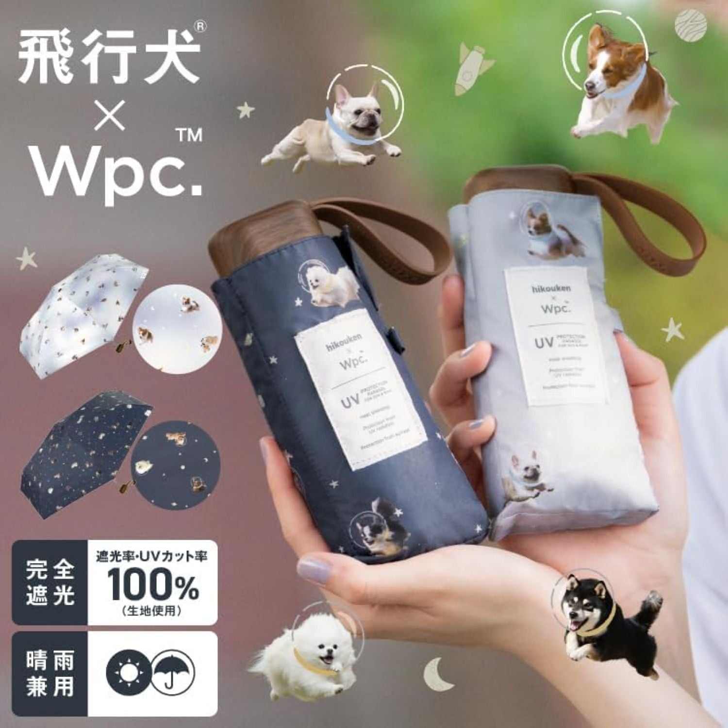 WPC Hikouken UV Protection Upf 50+ Umbrella 49cm (Light Grey)