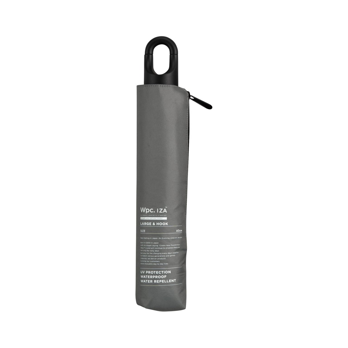 WPC IZA Large & Hook UV Protection UPF 50+  Folding Umbrella 55cm (Grey)