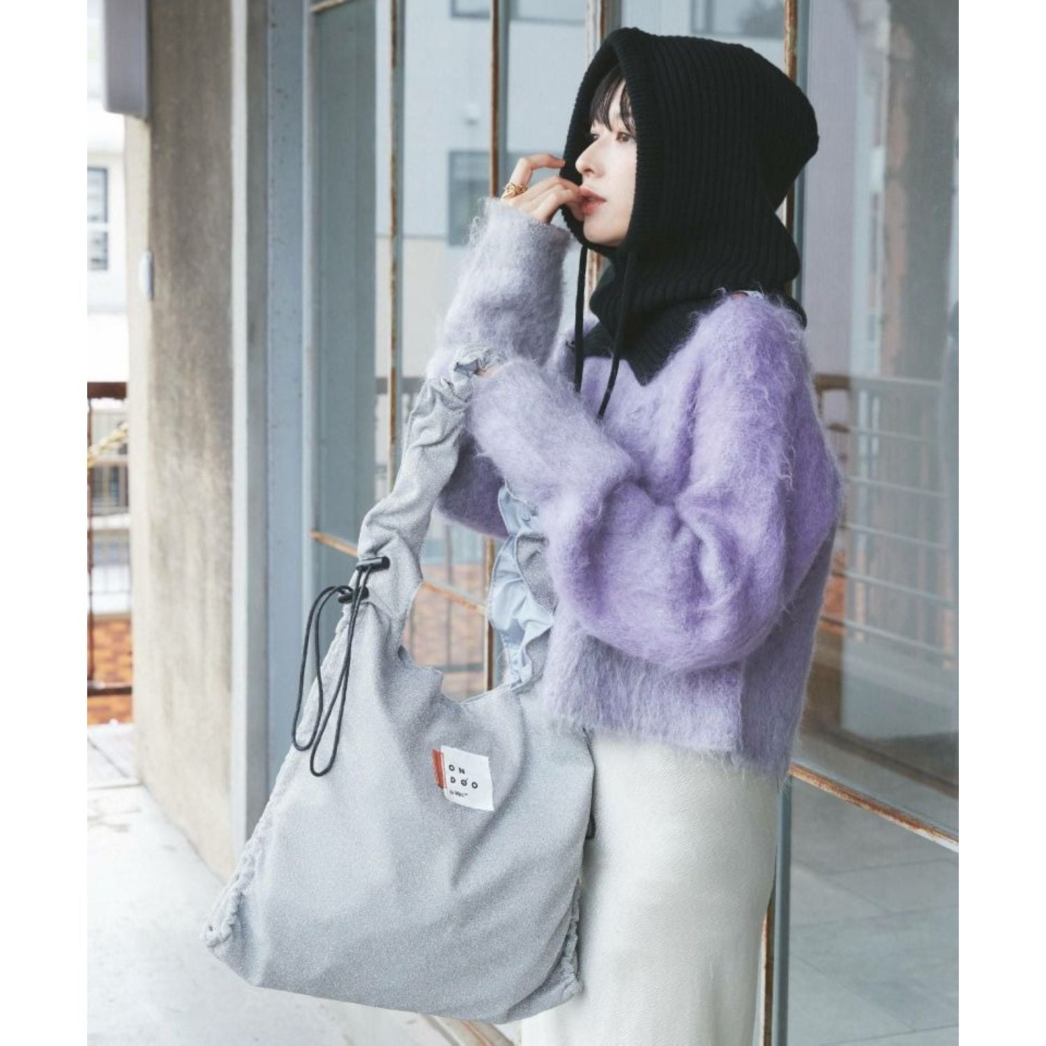 WPC Ondoo Shirring Drawstring Tote Bag (Grey)