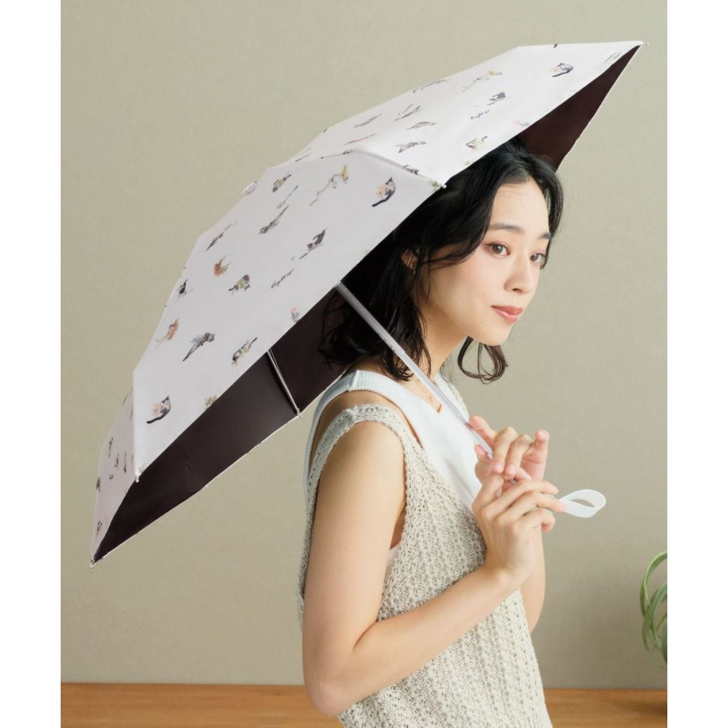 WPC X Masayuki Oki Neko (2025) UV Protection UPF 50+ Umbrella 47cm (Off White)